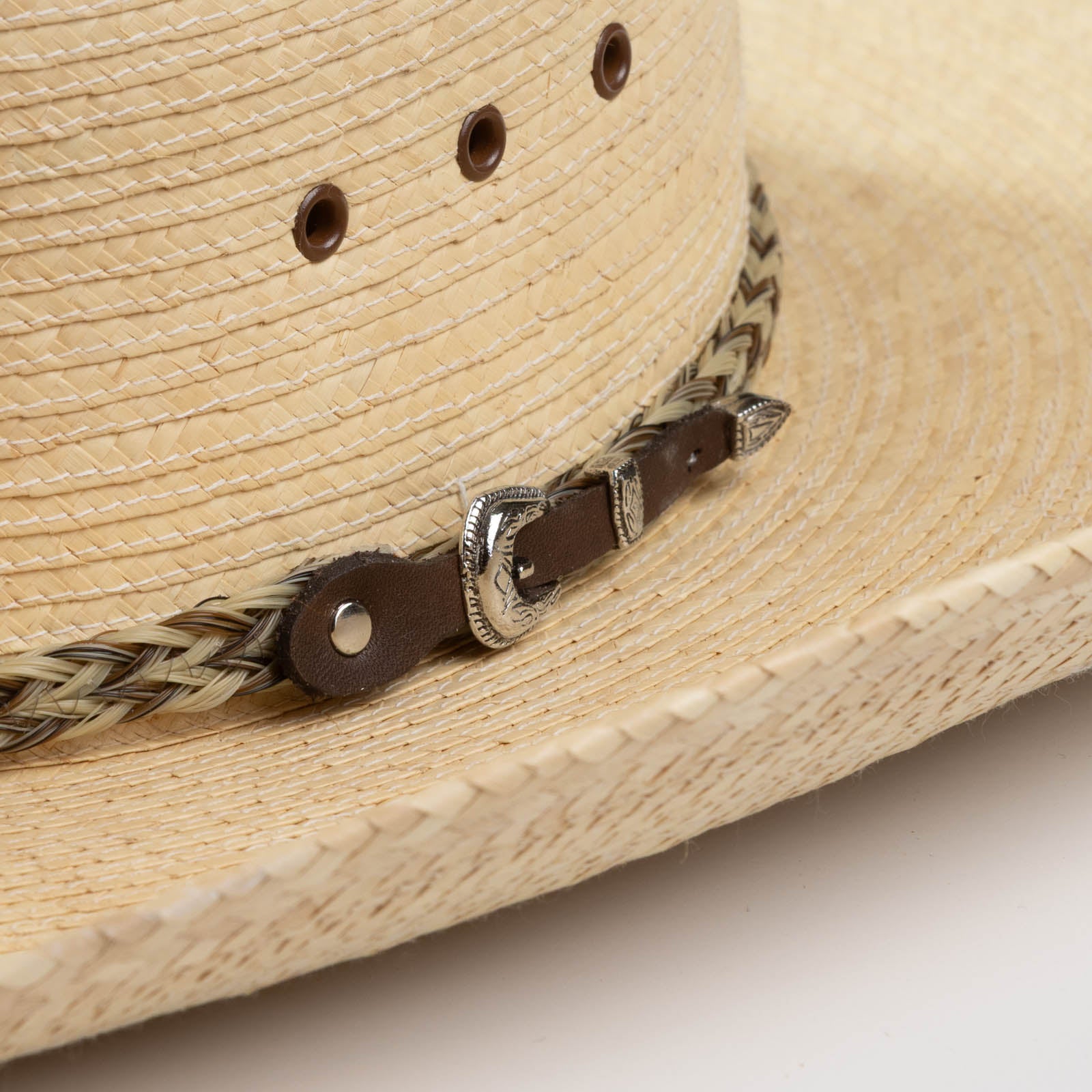Brooks natural-colored cowboy hat close-up three-quarter angle