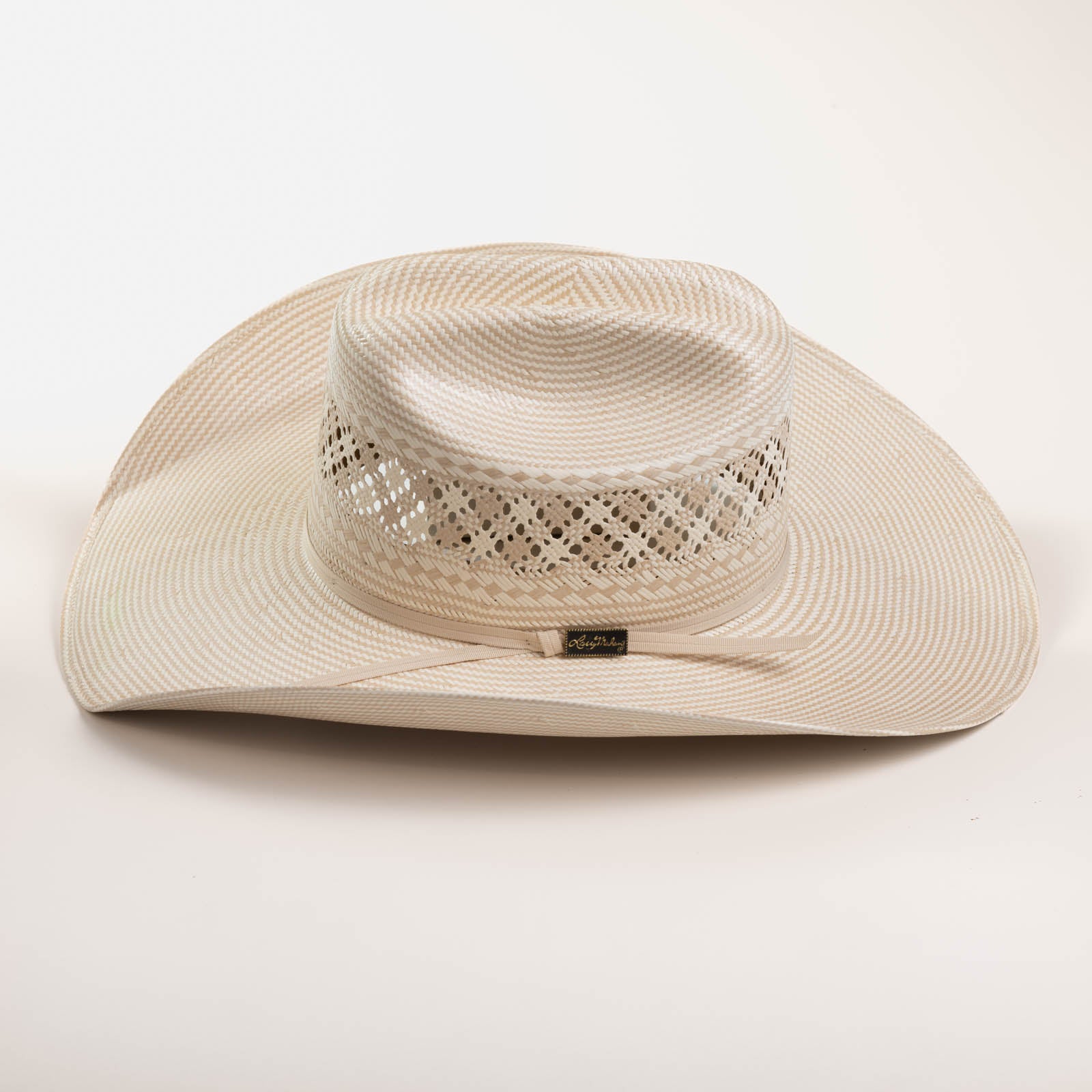 10X Cowboy Santos tan and ivory cowboy hat side angle