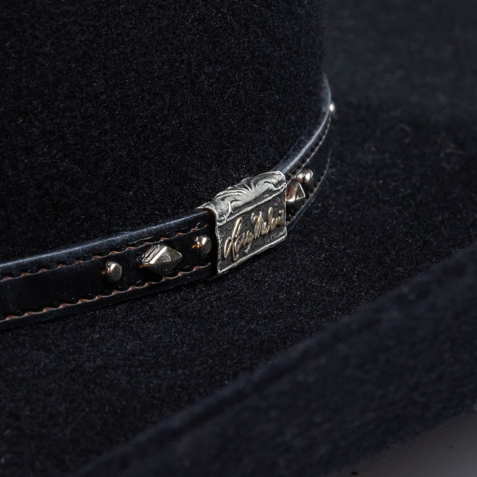 3X Stockman black cowboy hat close-up three-quarter angle