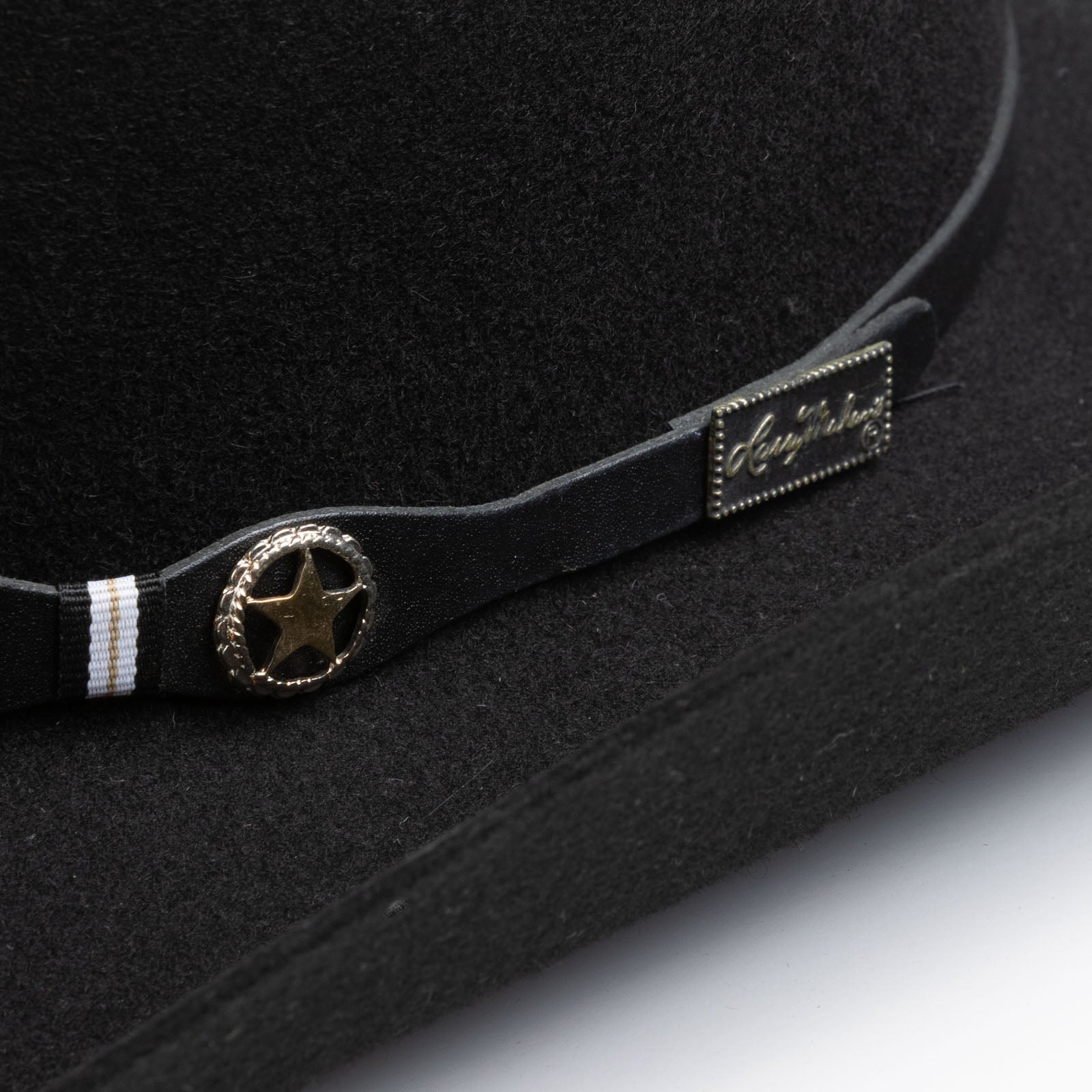 3X Oplin black cowboy hat close-up three-quarter angle