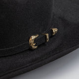 5X Dorado black cowboy hat close-up three-quarter angle