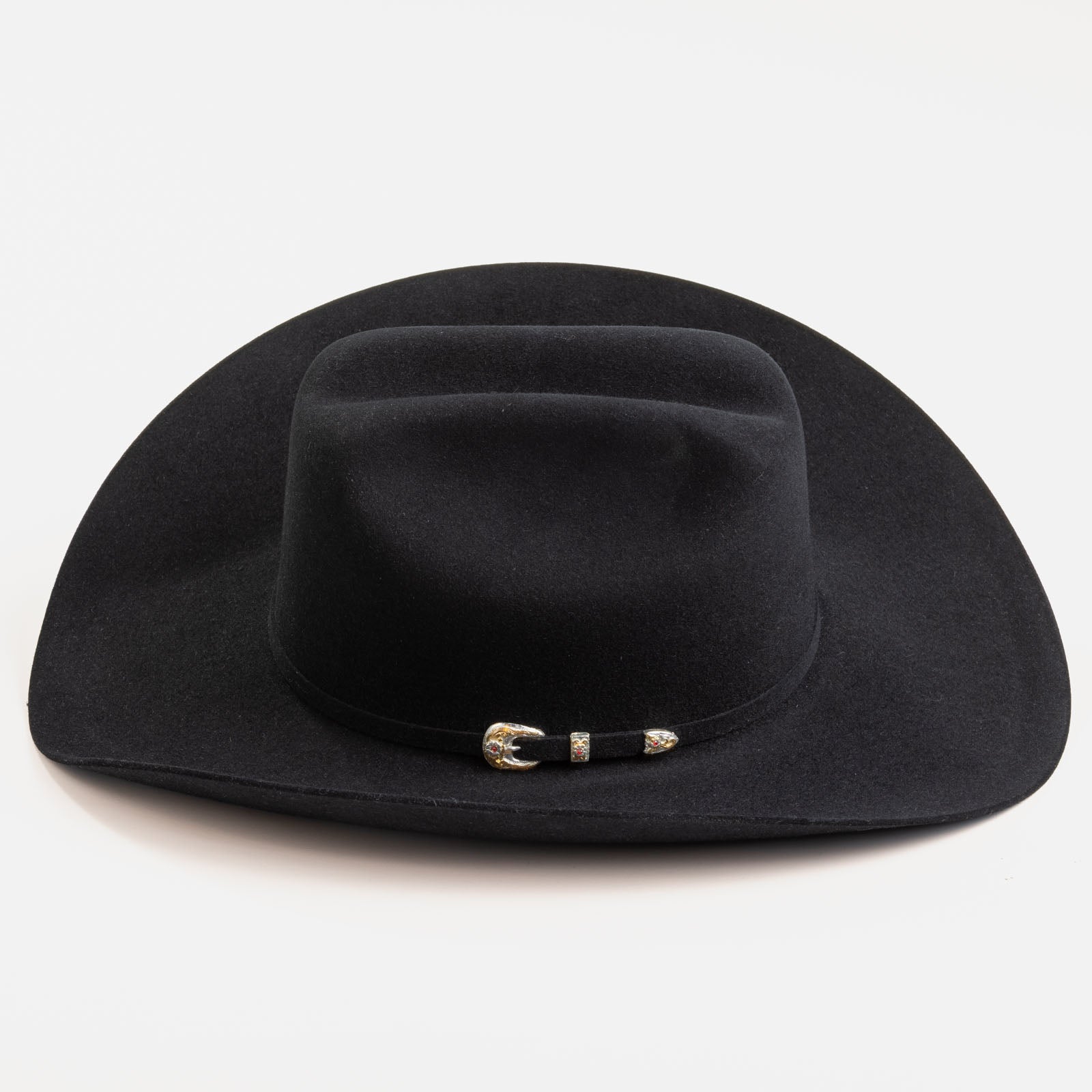 6X Real black cowboy hat side angle