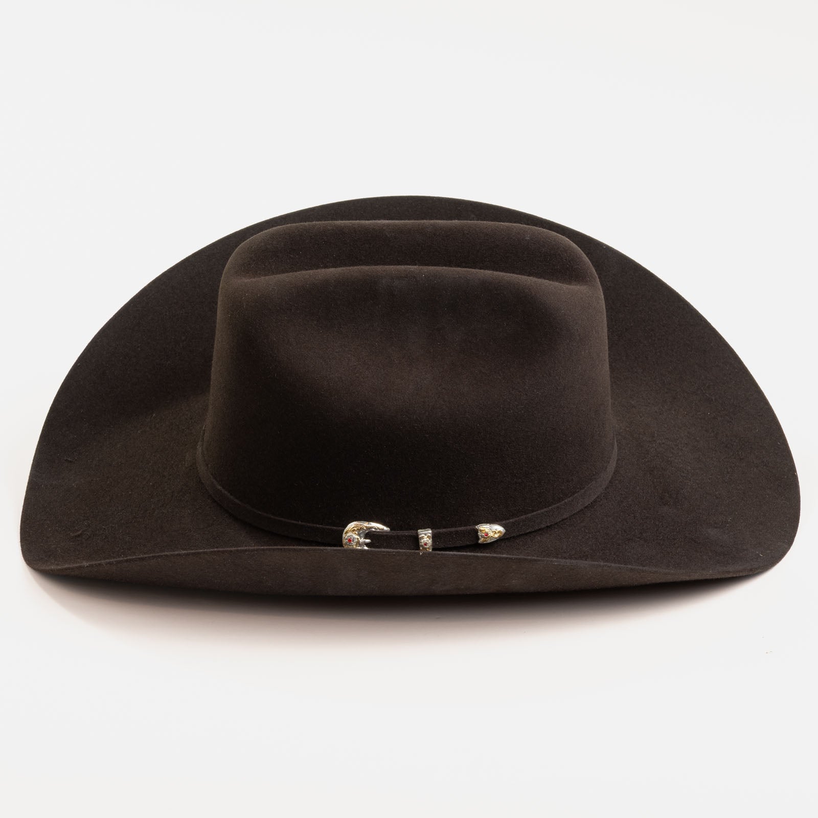 6X Real brown cowboy hat side angle