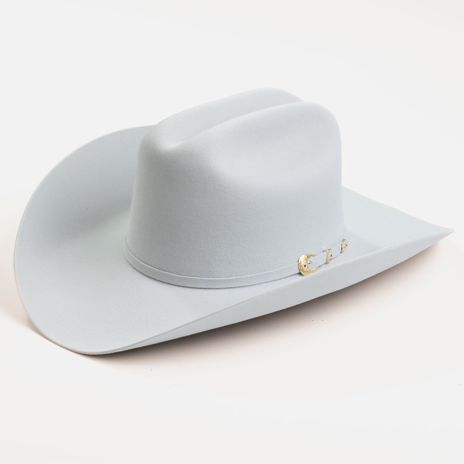 6X Real platinum cowboy hat three-quarter angle