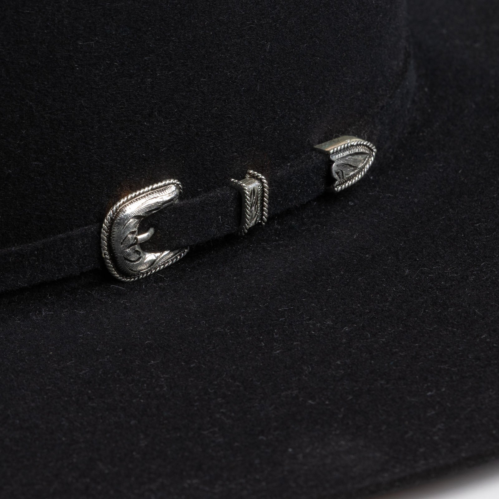 10X Douglas Open Crown black cowboy hat close-up three-quarter angle