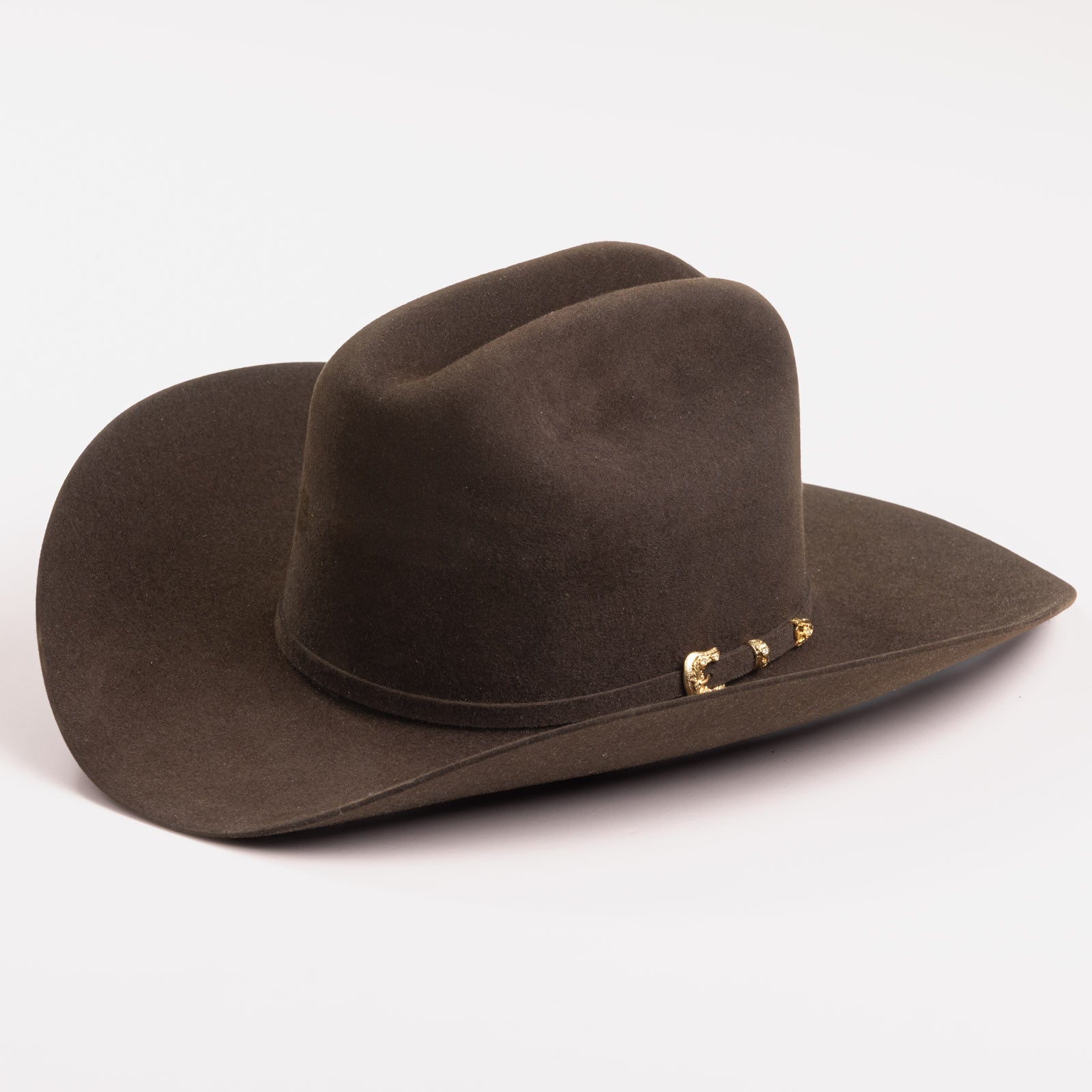 30X Opulento brown cowboy hat three-quarter angle