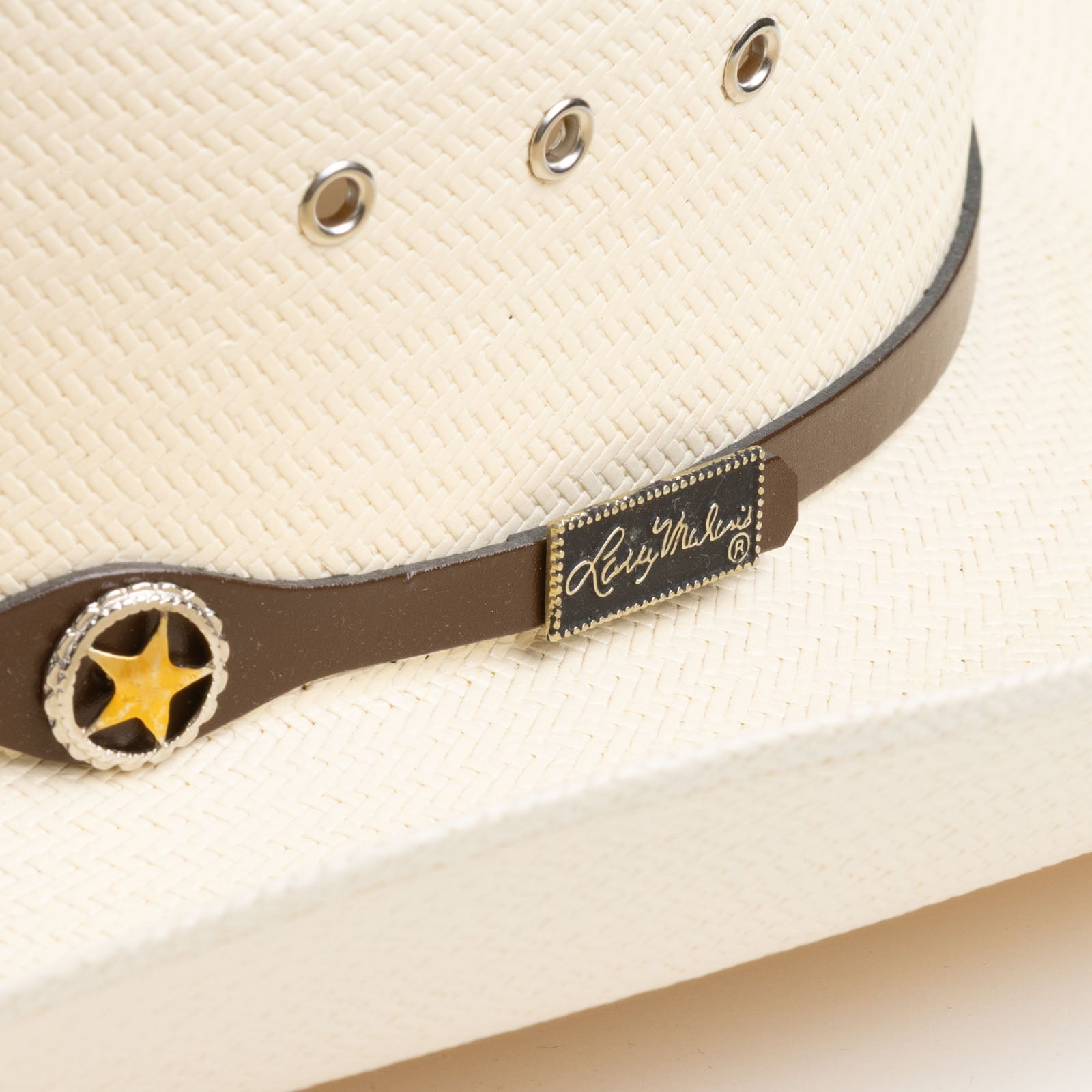 10X Oplin brown cowboy hat close-up three-quarter angle