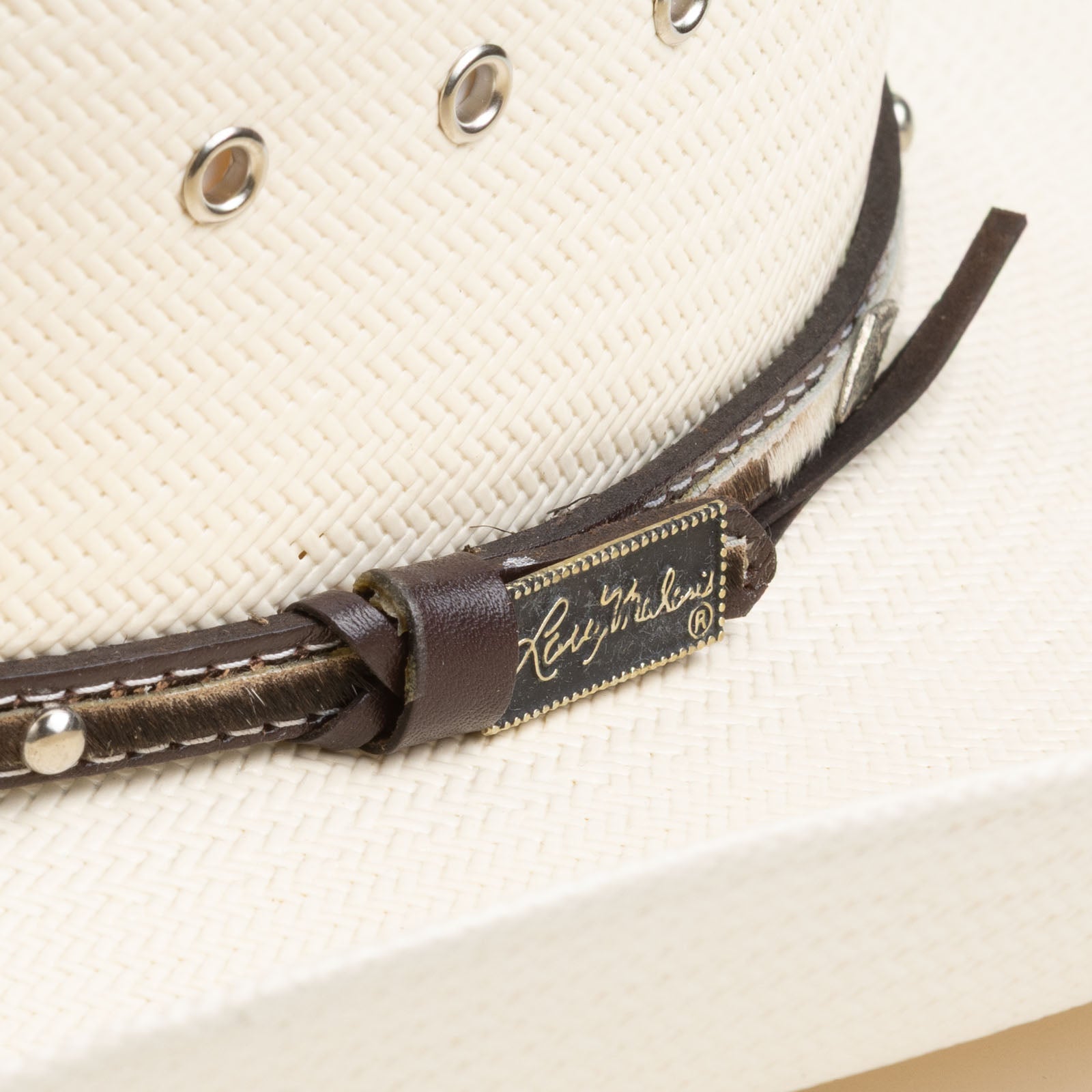 10X Brindle brown cowboy hat close-up side angle