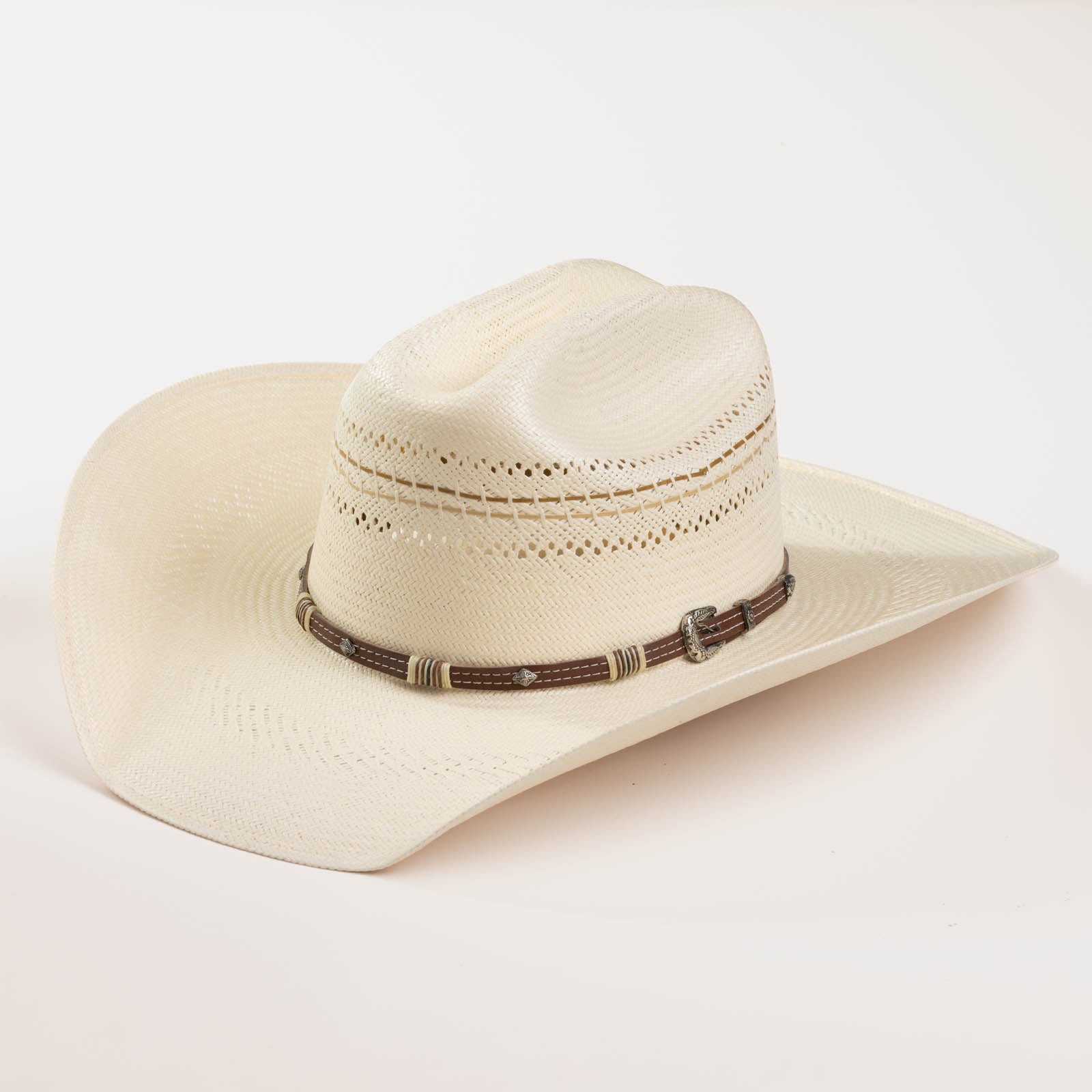 10X Mission X 42/49 natural-colored cowboy hat three-quarter angle