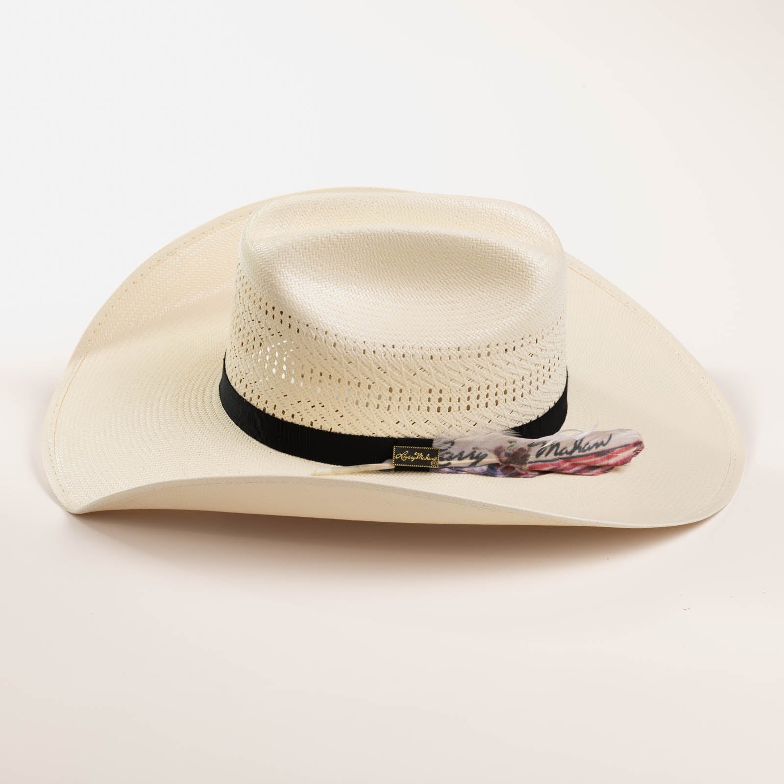 10X Panhandle black straw cowboy hat side angle