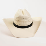 10X Panhandle black straw cowboy hat front angle