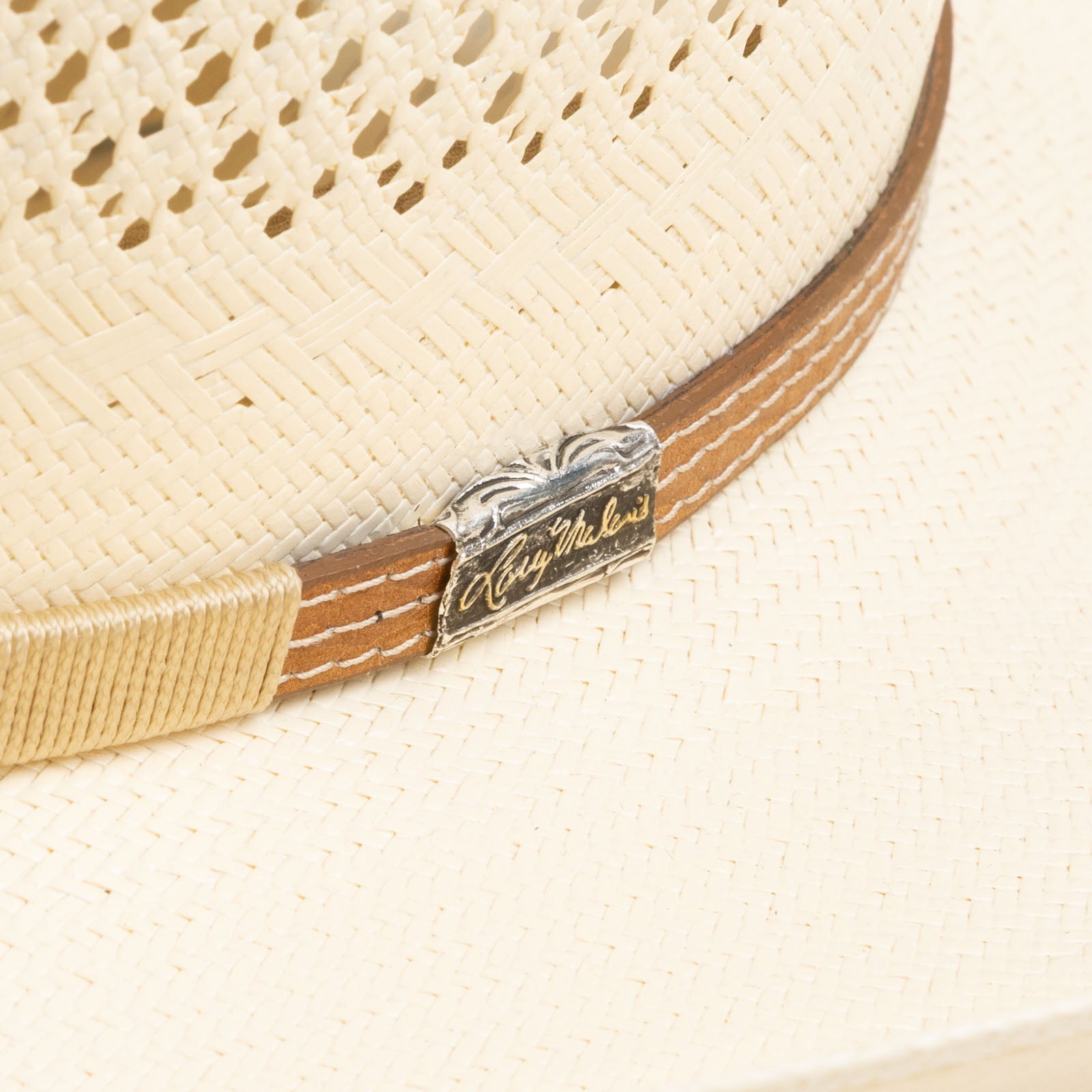 10X Wyatt natural-colored cowboy hat close-up side angle
