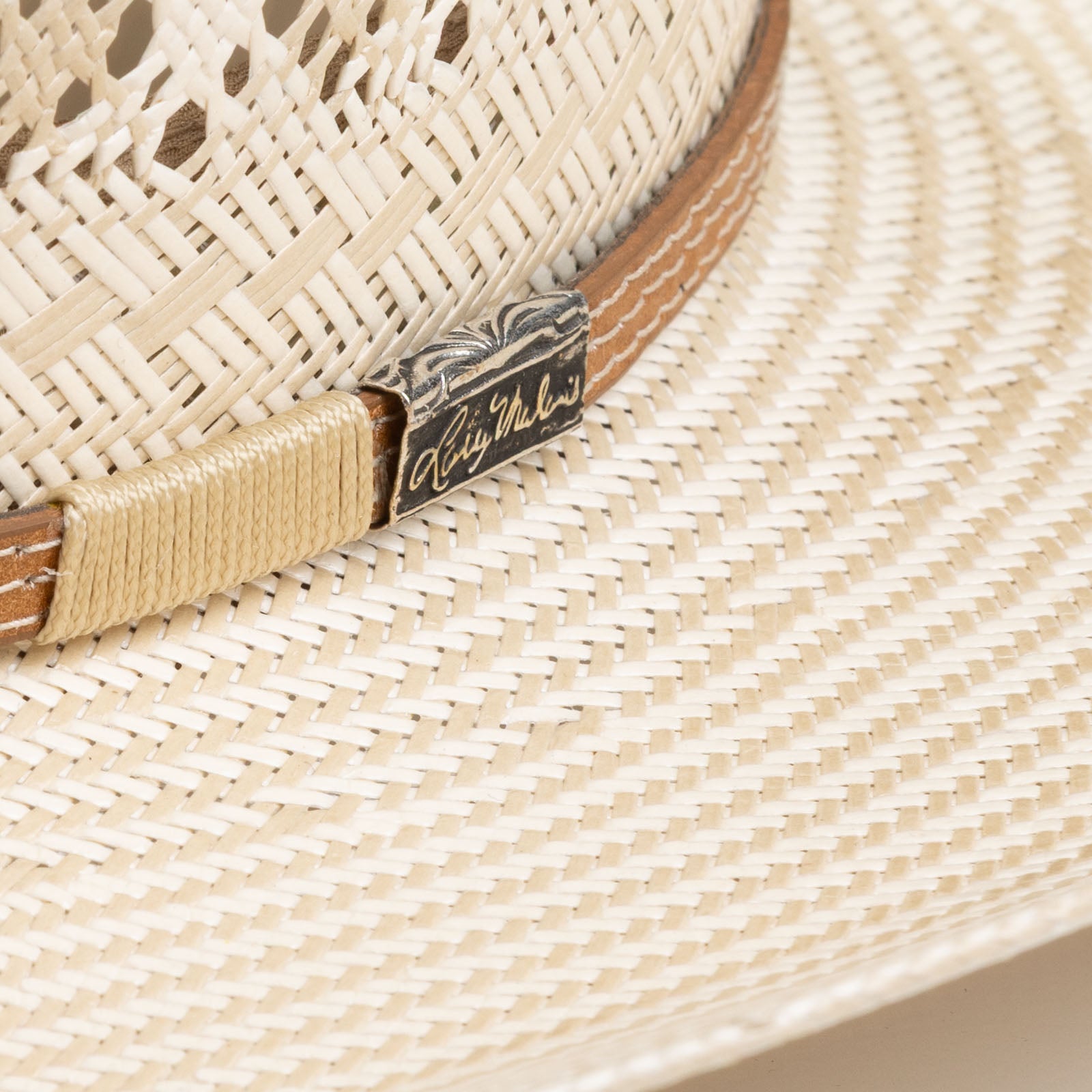10X Wyatt tan and ivory cowboy hat close-up side angle