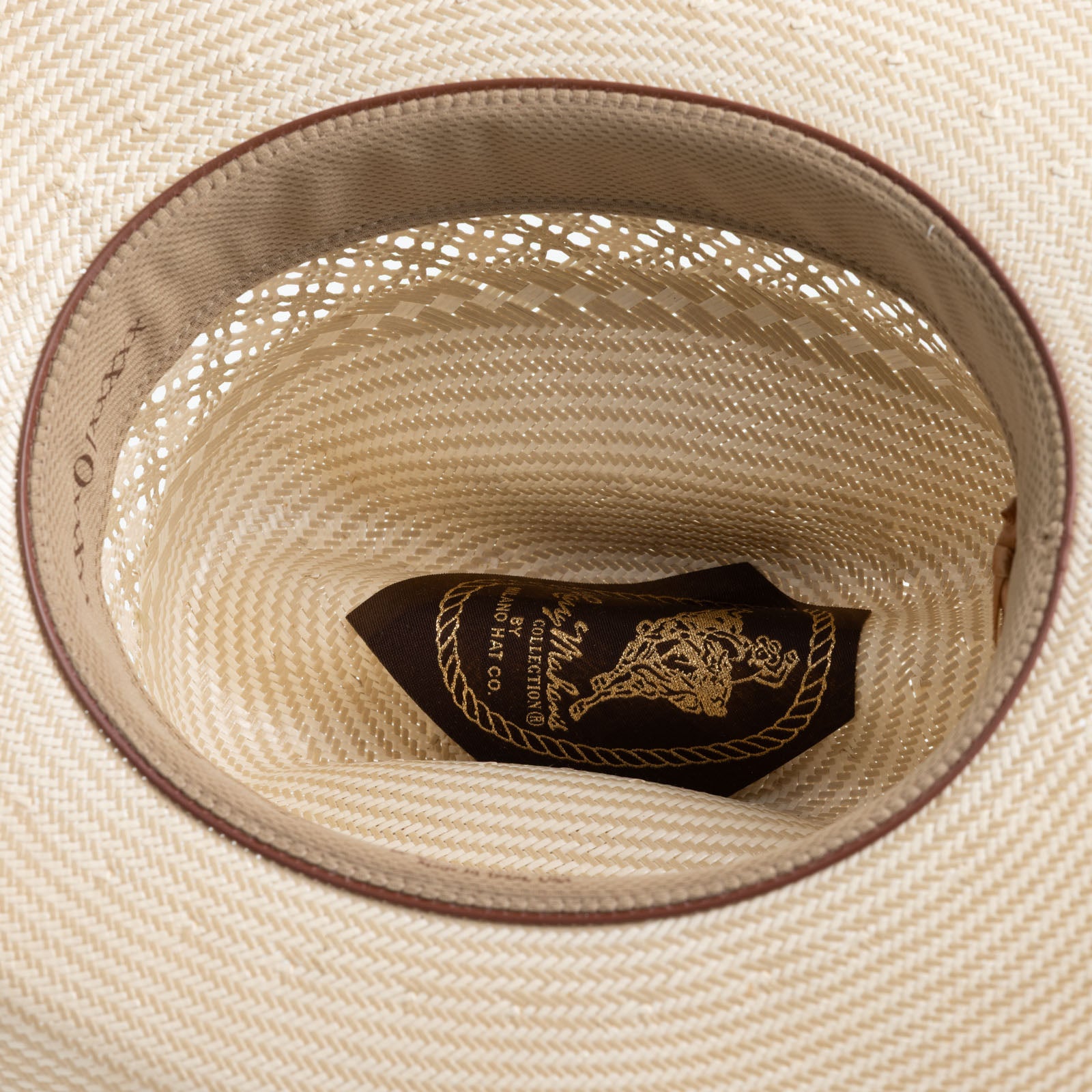 10X Wyatt tan and ivory cowboy hat under brim angle