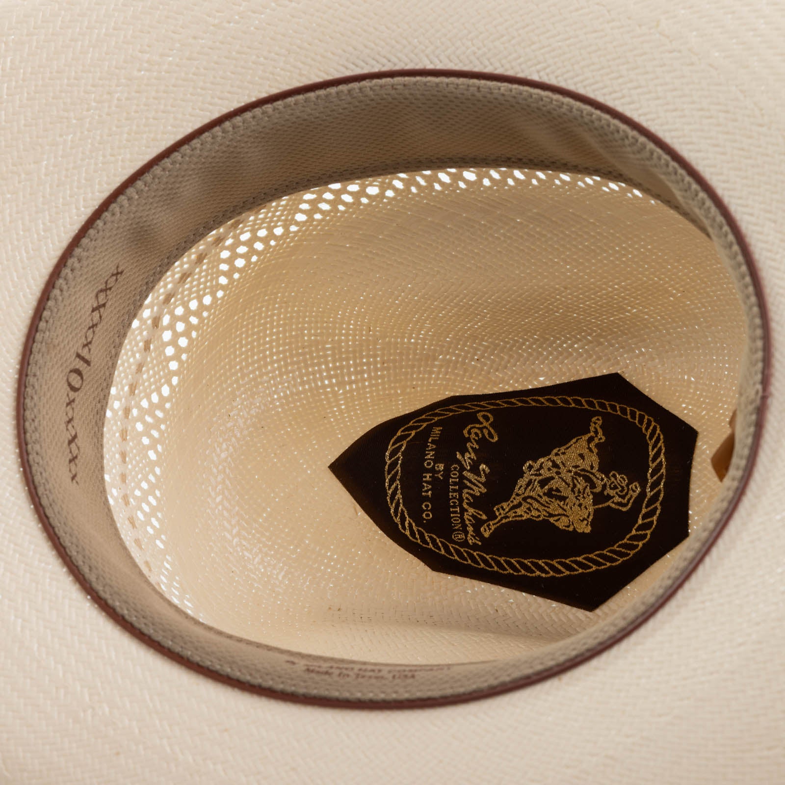 10X Palomino ice white cowboy hat under brim angle