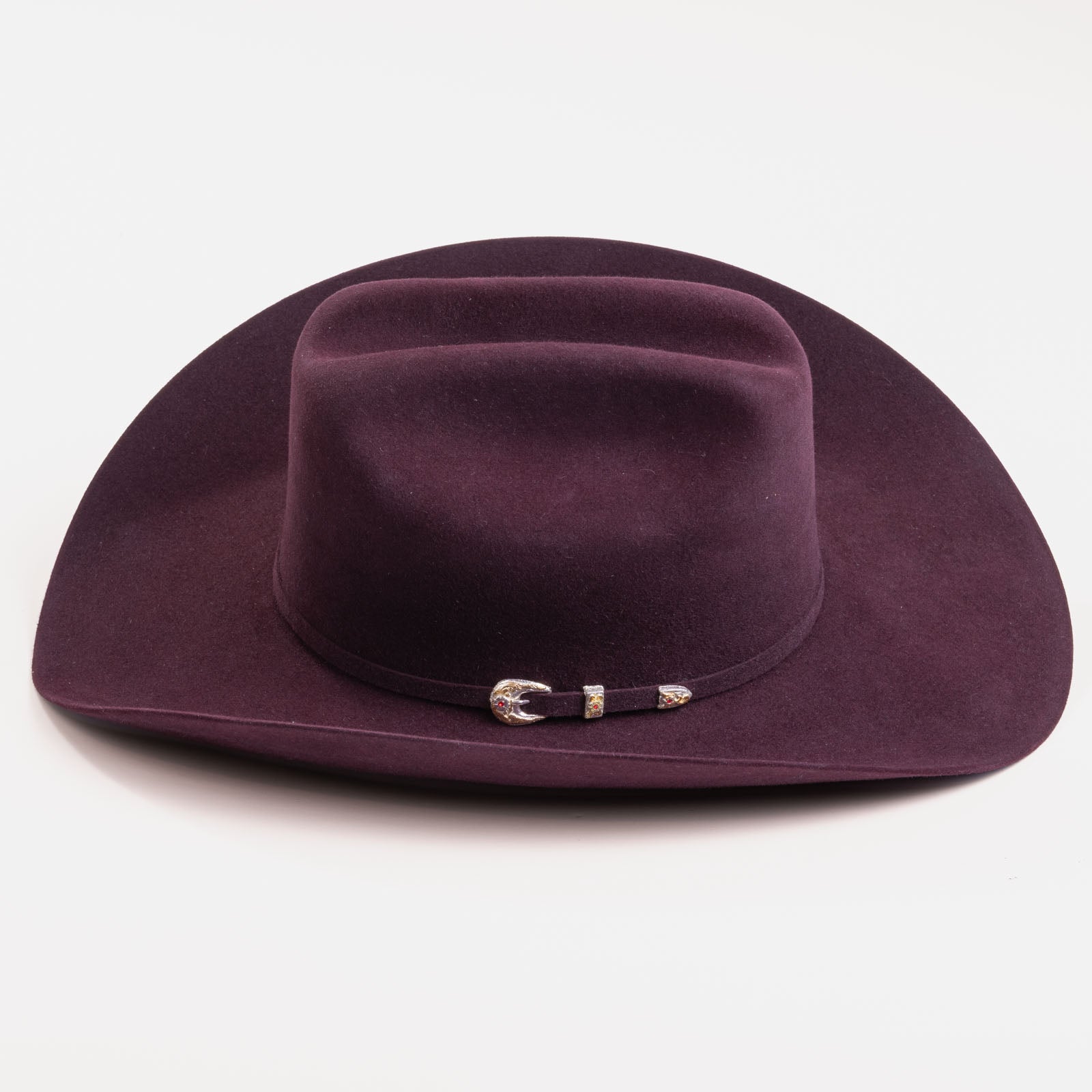 6X Real black cherry cowboy hat left-side angle