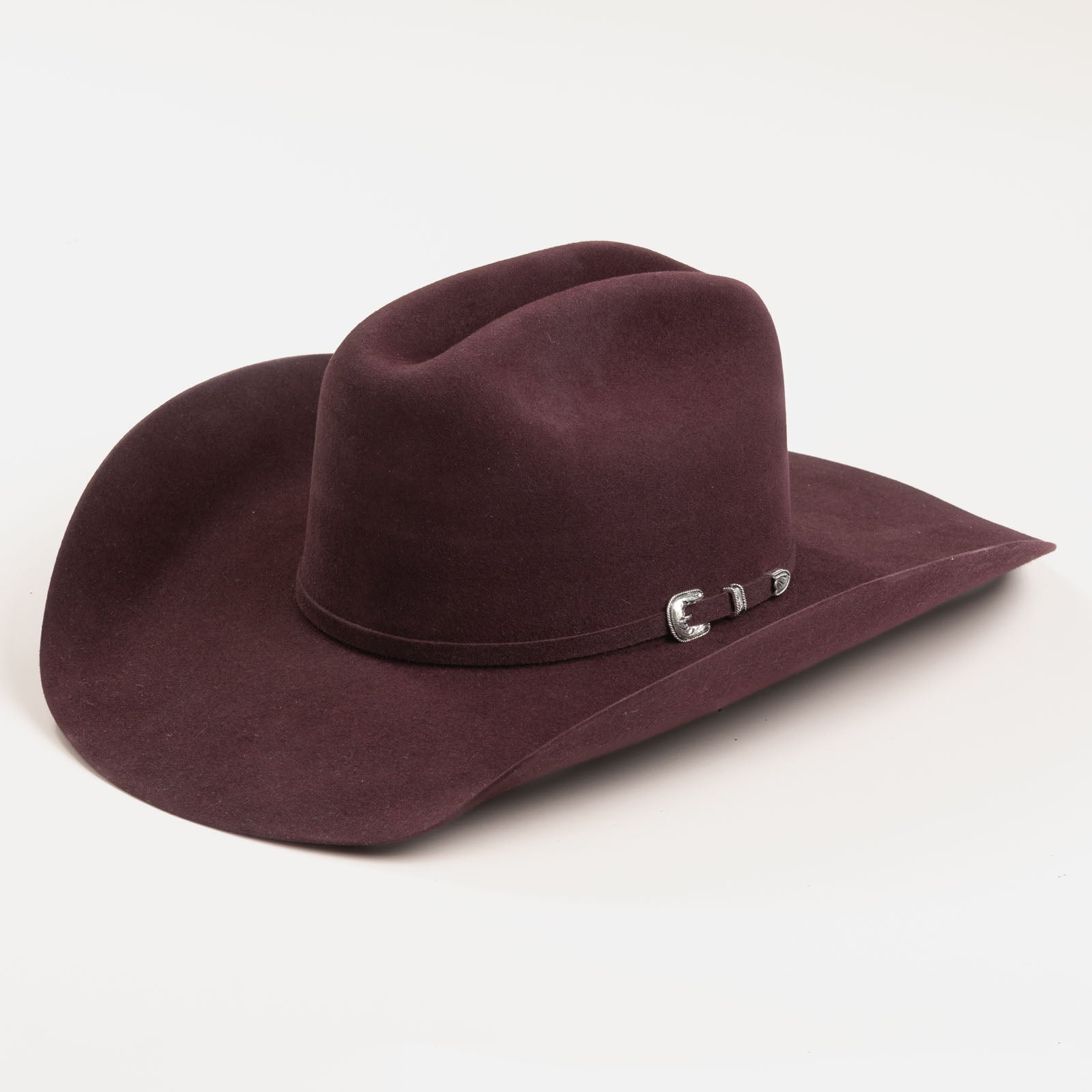 10X Douglas black cherry cowboy hat three-quarter angle