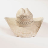 10X Cowboy Cruz tan and ivory cowboy hat front angle