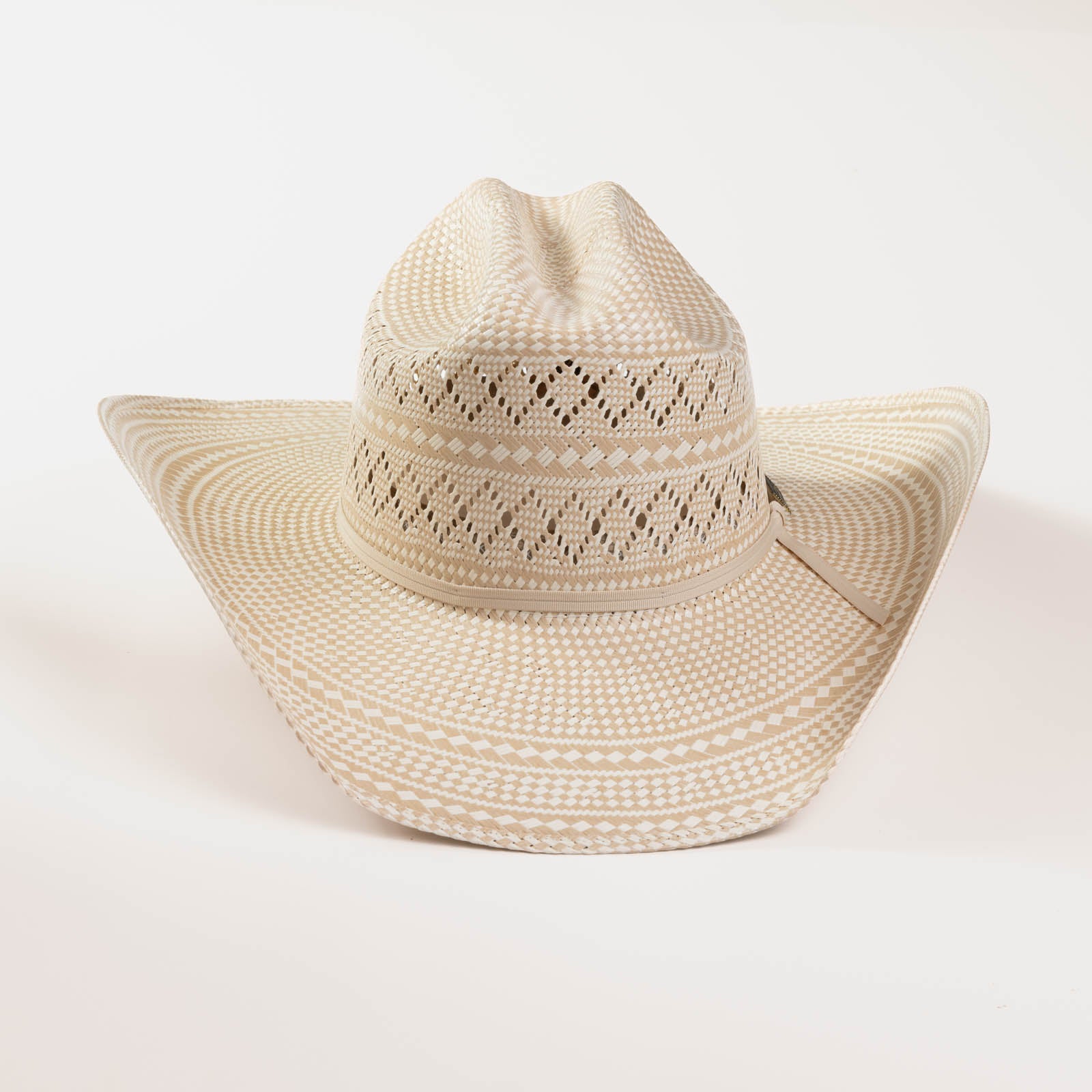 10X Cowboy Cruz tan and ivory cowboy hat front angle