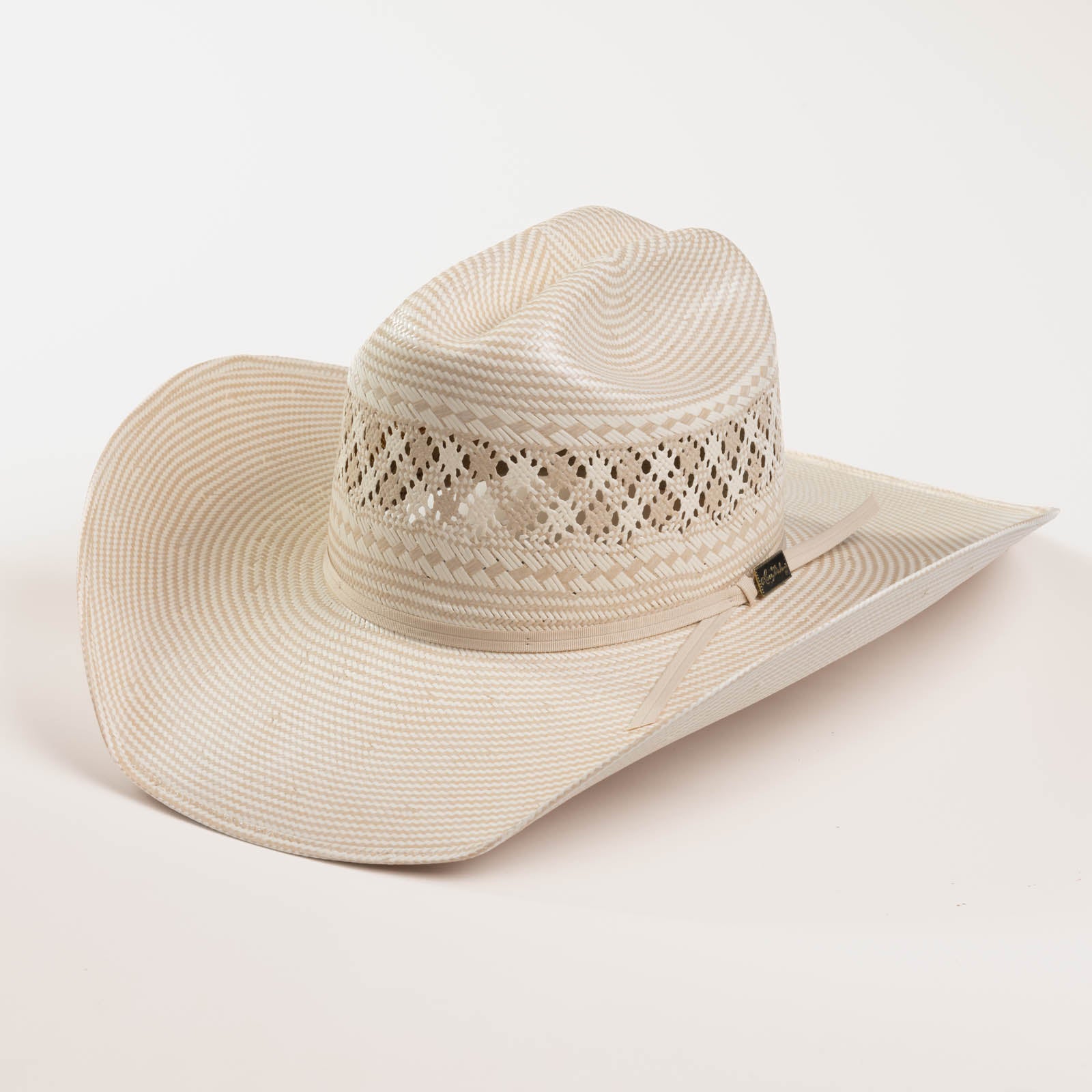 10X Cowboy Santos tan and ivory cowboy hat three-quarter angle