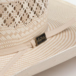 10X Cowboy Santos tan and ivory cowboy hat close-up side angle