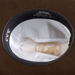 3X Stockman brown cowboy hat underside angle