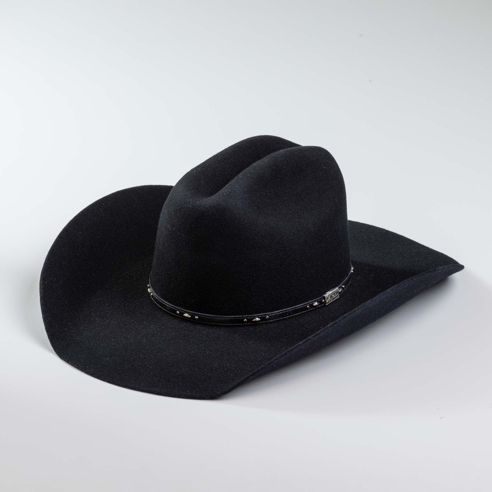 3X Stockman black cowboy hat three-quarter angle