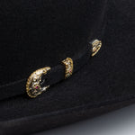 30X El Rey black cowboy hat close-up three-quarter angle