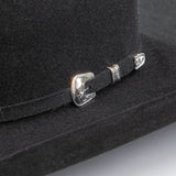 20X Pinnacle black cowboy hat close-up three-quarter angle