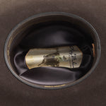 6X Lockhart brown cowboy hat under side angle