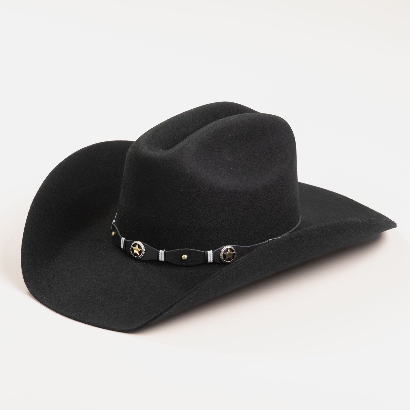 3X Oplin black cowboy hat three-quarter angle