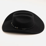 3X Oplin black cowboy hat left-side angle