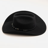 3X Oplin black cowboy hat left-side angle