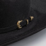 5X Dorado black cowboy hat close-up three-quarter angle