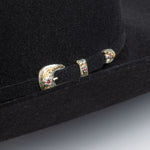 6X Real black cowboy hat close-up three-quarter angle