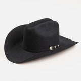 6X Real black cowboy hat three-quarter angle