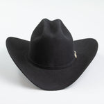 6X Real black cowboy hat front angle