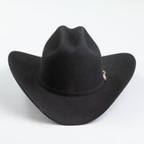 6X Real black cowboy hat front angle