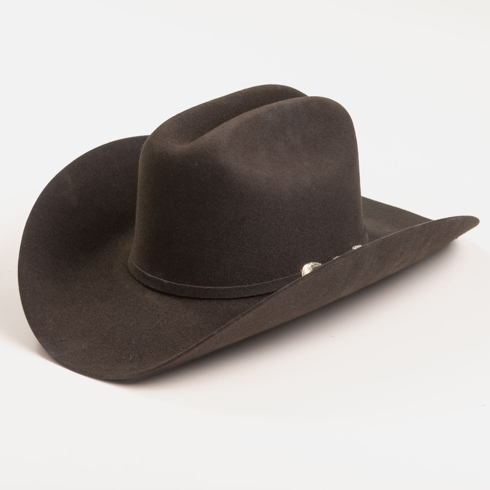 6X Real brown cowboy hat three-quarter angle