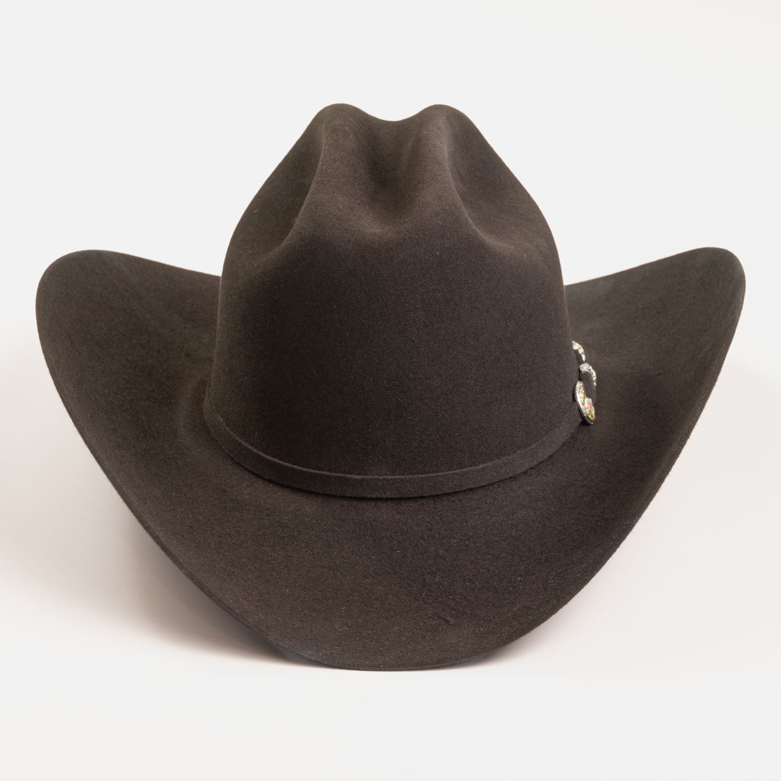 6X Real brown cowboy hat front angle