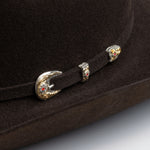 6X Real brown cowboy hat close-up three-quarter angle
