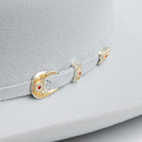 6X Real platinum cowboy hat close-up three-quarter angle