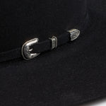 10X Douglas Open Crown black cowboy hat close-up three-quarter angle