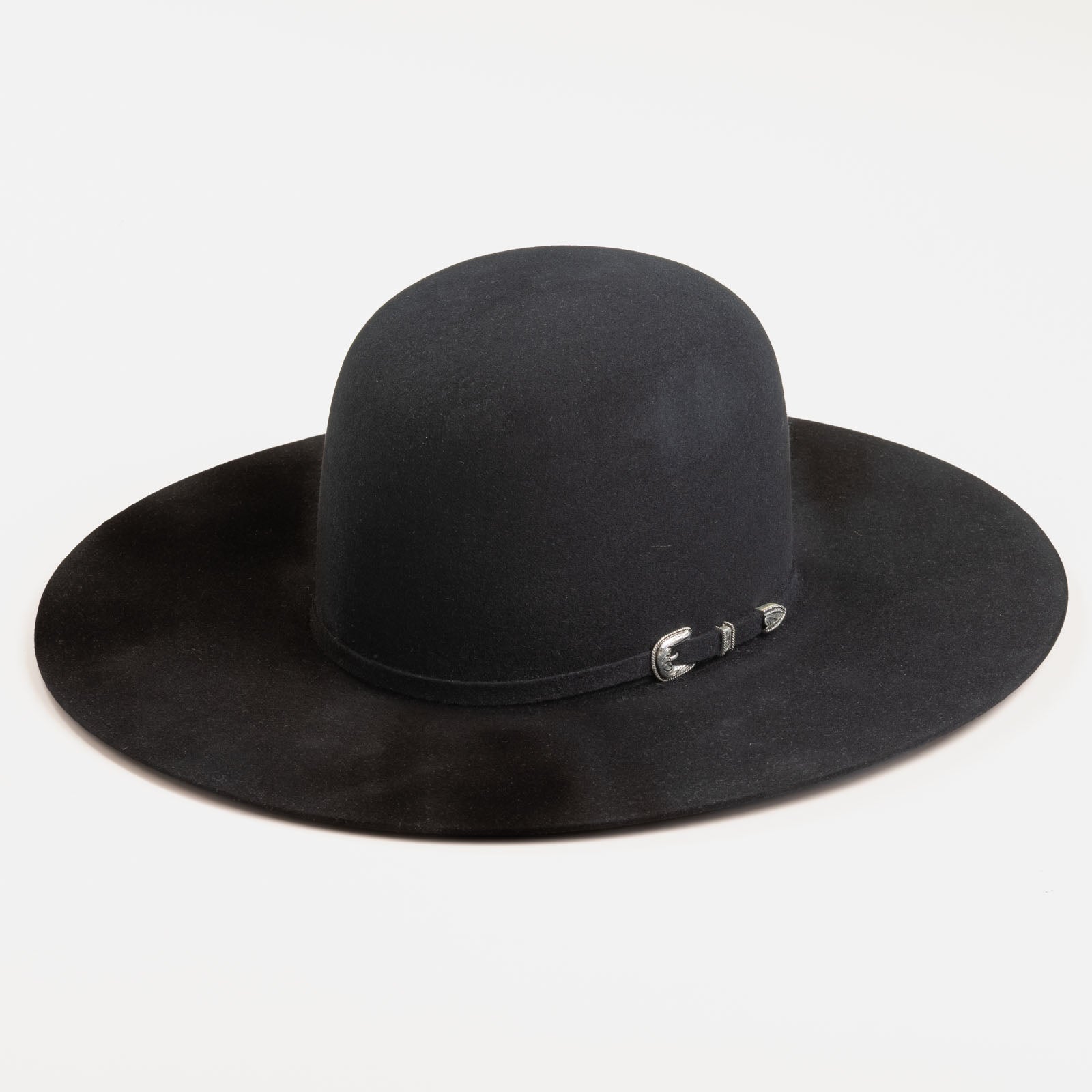 10X Douglas Open Crown black cowboy hat three-quarter angle
