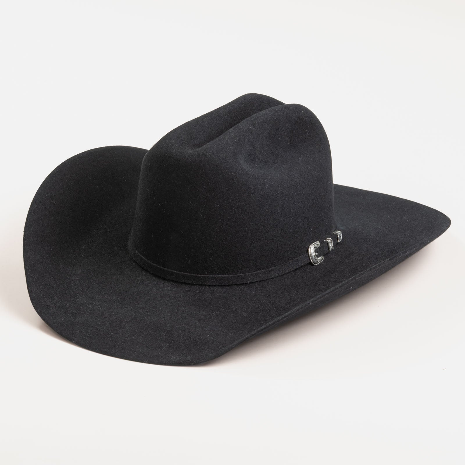 10X Douglas black cowboy hat three-quarter angle