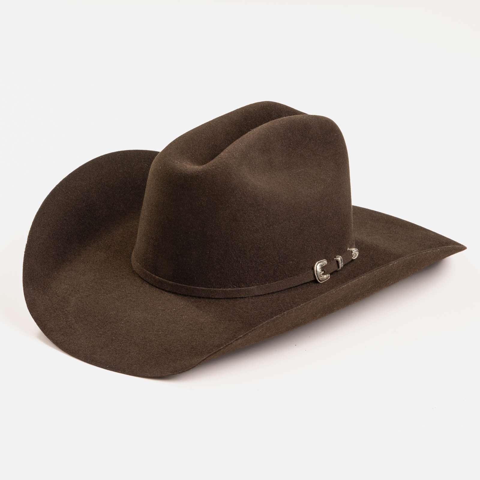 10X Douglas brown cowboy hat three-quarter angle