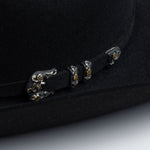 10X Jerarca black cowboy hat close-up three-quarter angle