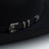 10X Jerarca black cowboy hat close-up three-quarter angle