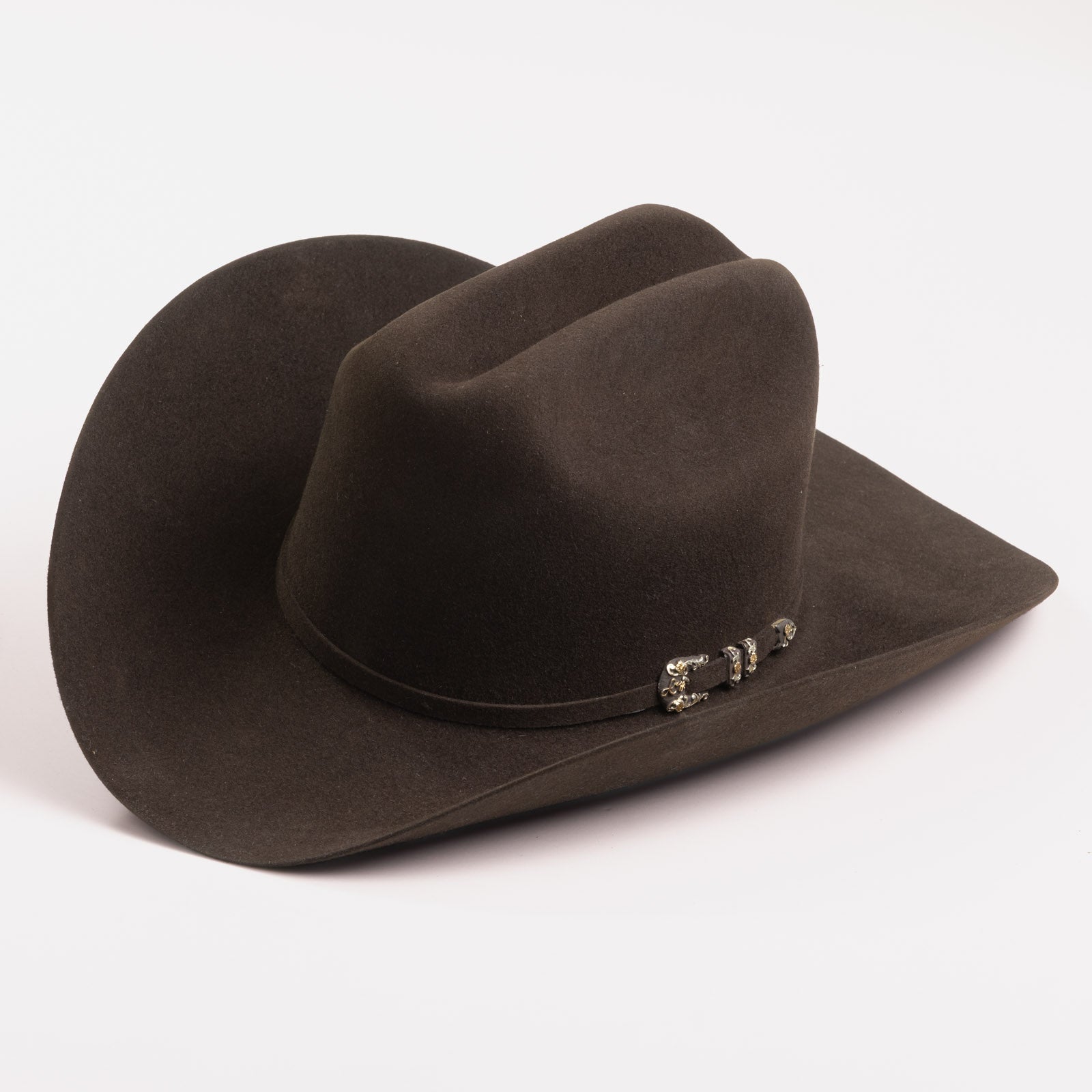 10X Jerarca brown cowboy hat three-quarter angle