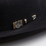 100X Independencia black cowboy hat close-up three-quarter angle
